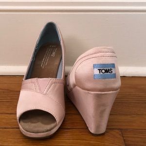TOMS Pink Wedge Heels